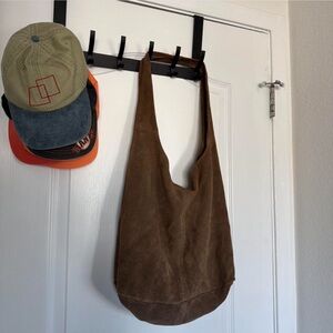 Brandy Melville Brown Suede Slouchy Hobo Tote Bag Purse